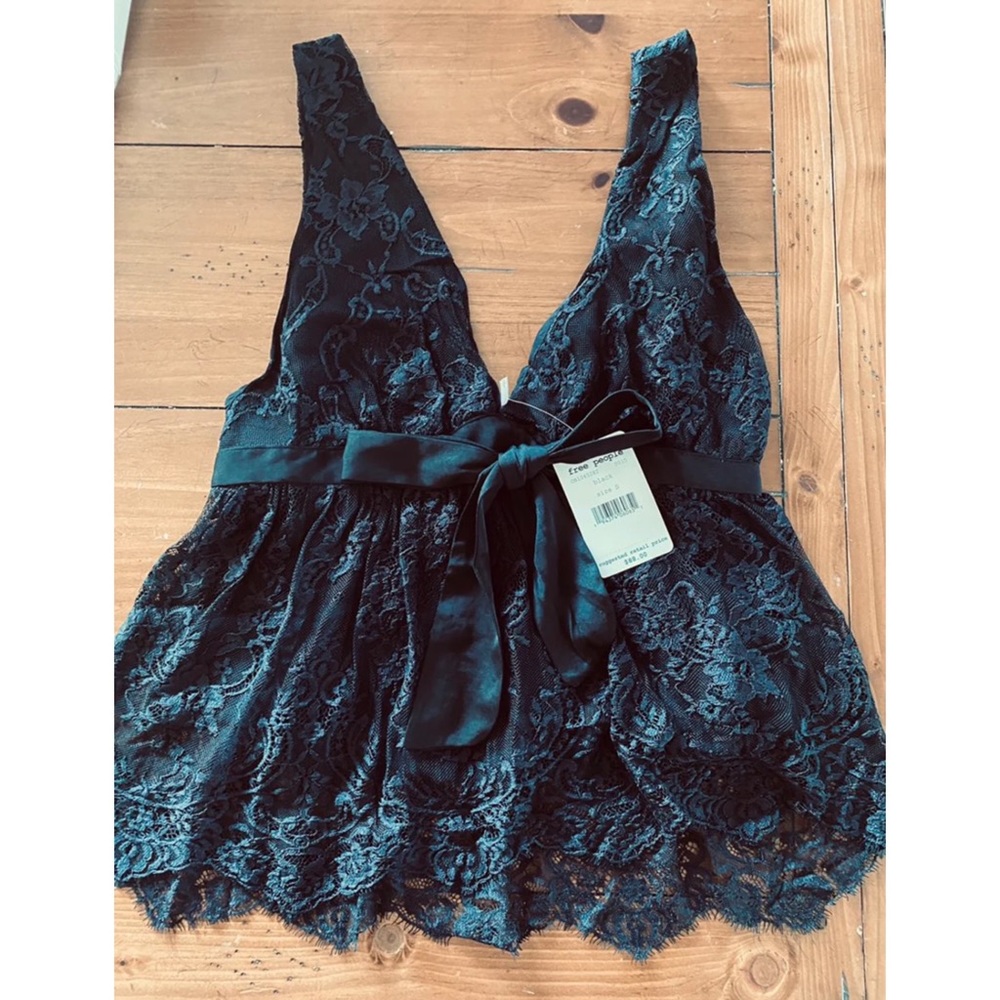 Free People Chante Lace Tank in Black - Picture 2 of 7